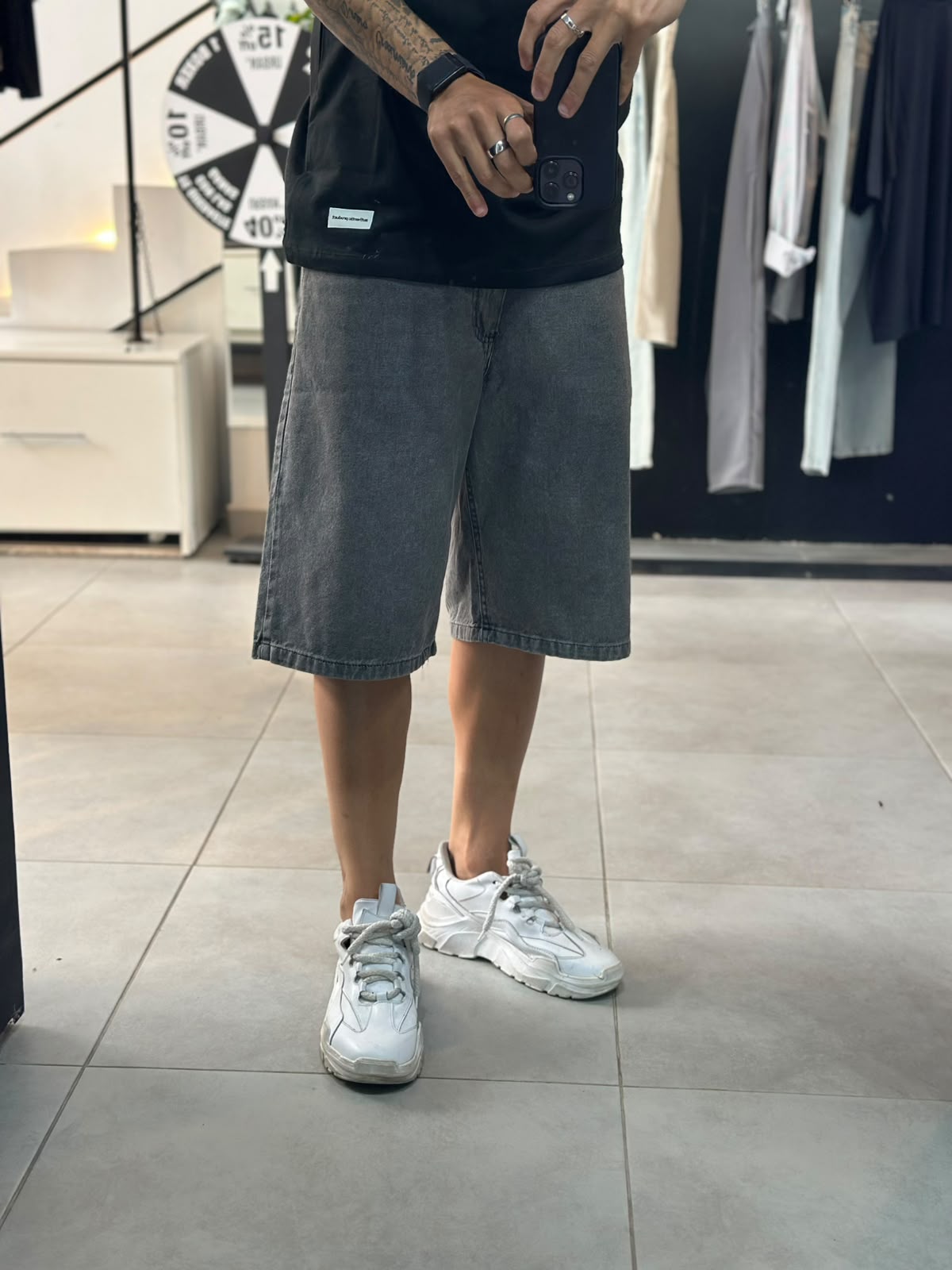 BERMUDA JEAN BAGGY URBAN - GRIS OXIDO - Imagen 2